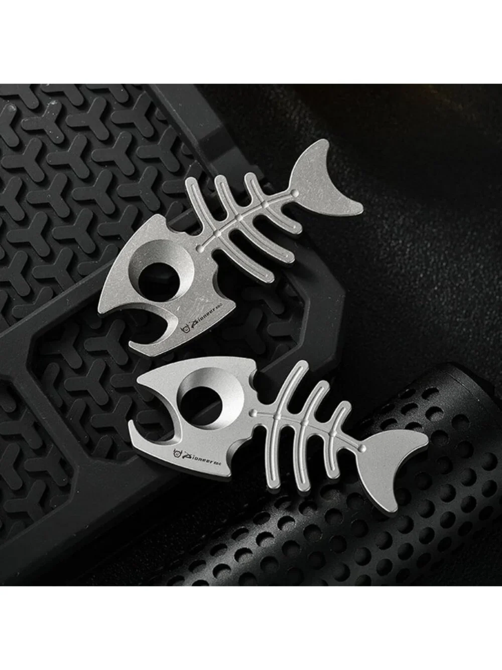 Titanium Fishbone Keychain Bottle Opener with Stainless Steel Ring - EDC Tool